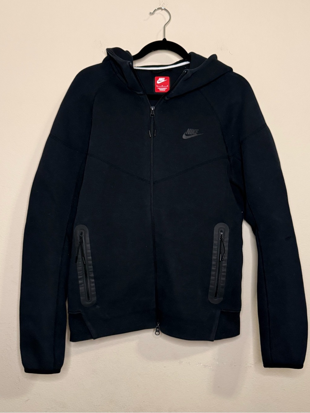 Nike Tech Men's Black Full Zip Hoodie Jacket w/ Pockets Logo